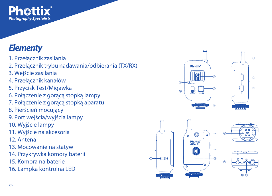 Elementy | Phottix Atlas II User Manual | Page 50 / 94