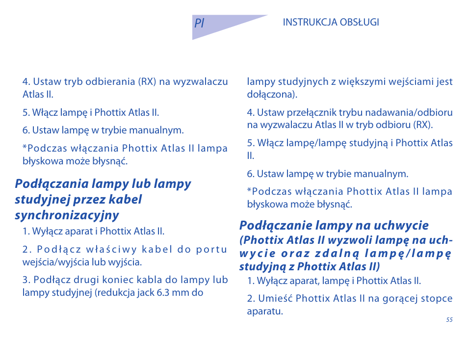 Podłączanie lampy na uchwycie | Phottix Atlas II User Manual | Page 55 / 94