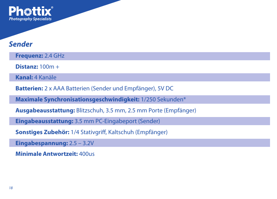 Sender | Phottix Strato User Manual | Page 18 / 80