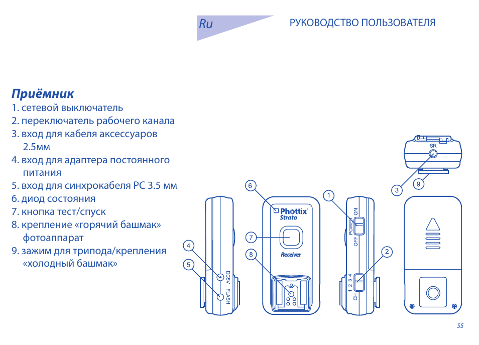 Приёмник | Phottix Strato User Manual | Page 55 / 80