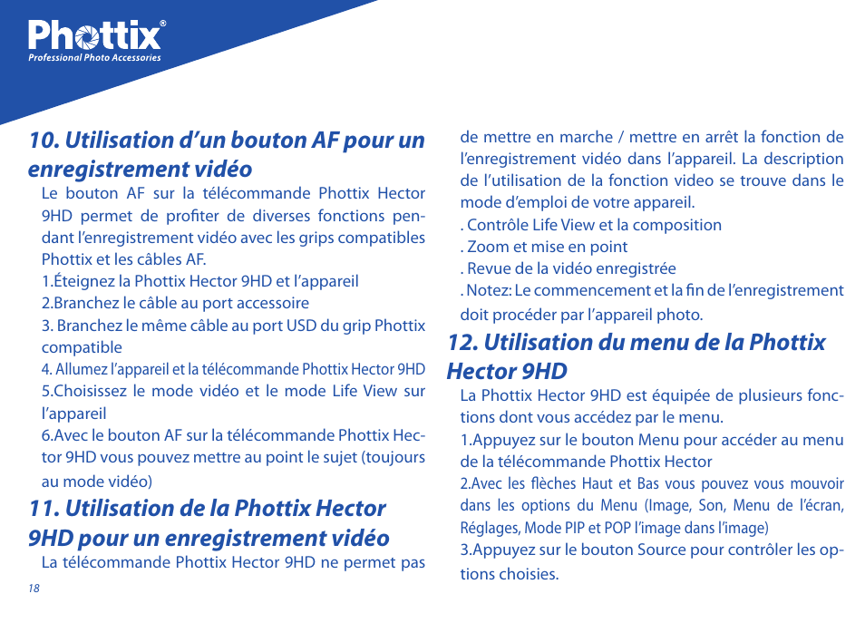 Utilisation du menu de la phottix hector 9hd | Phottix Hector 9HD User Manual | Page 18 / 58