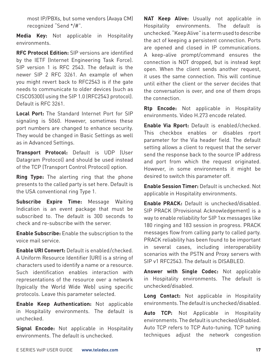 Teledex E Series User Manual | Page 17 / 32