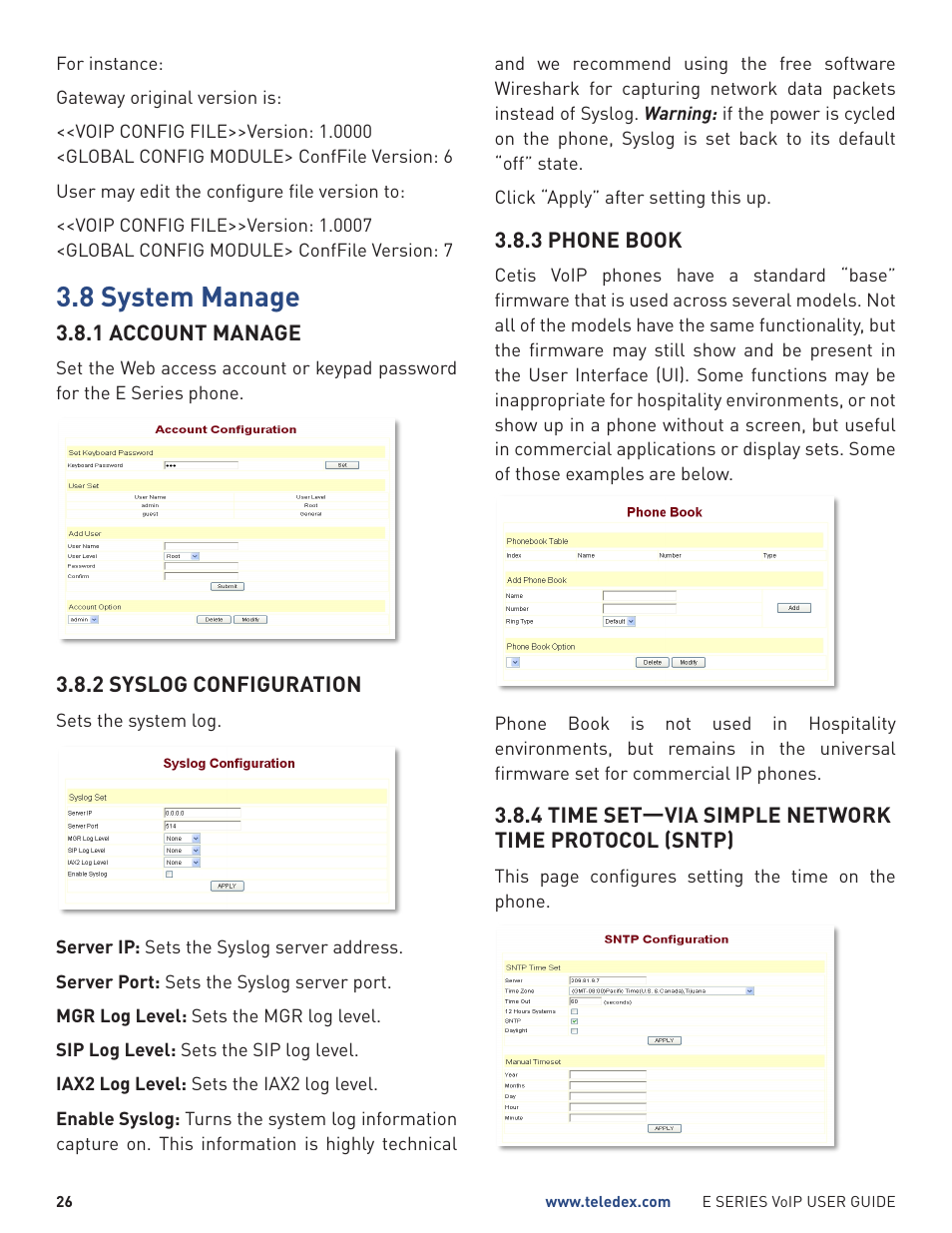 8 system manage | Teledex E Series User Manual | Page 26 / 32