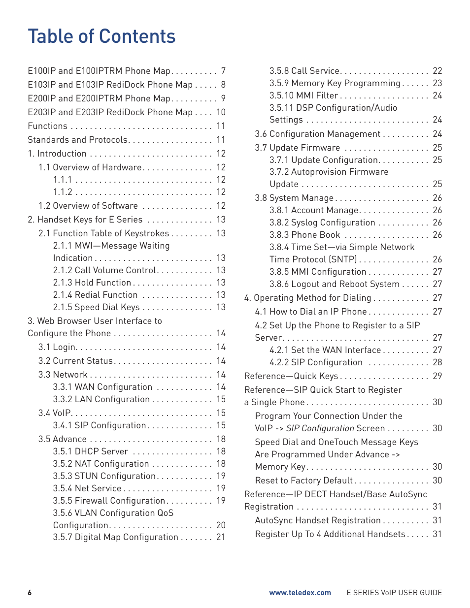 Teledex E Series User Manual | Page 6 / 32