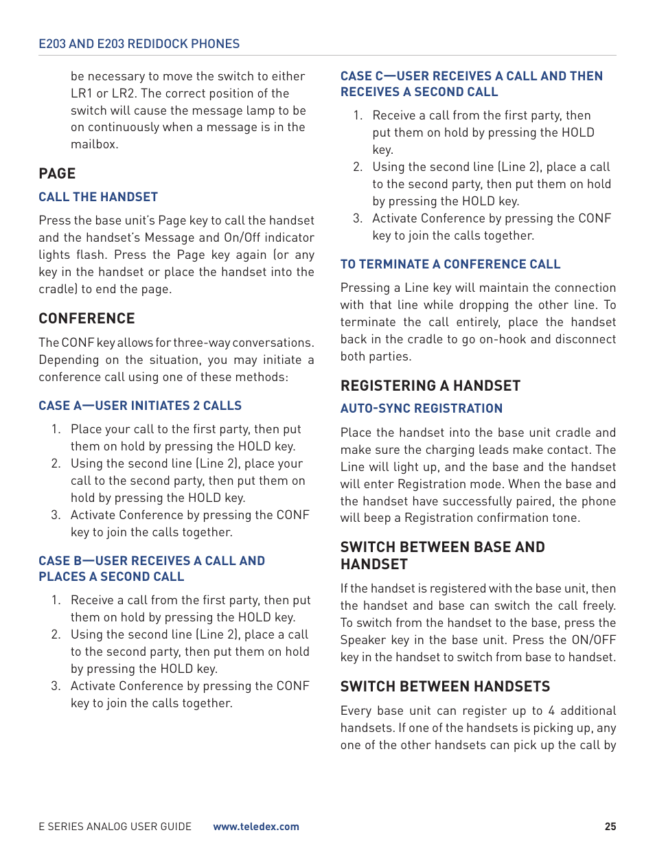 Teledex E Series User Manual | Page 25 / 28