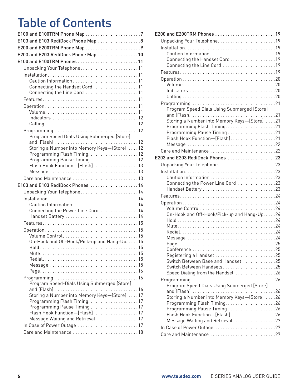 Teledex E Series User Manual | Page 6 / 28