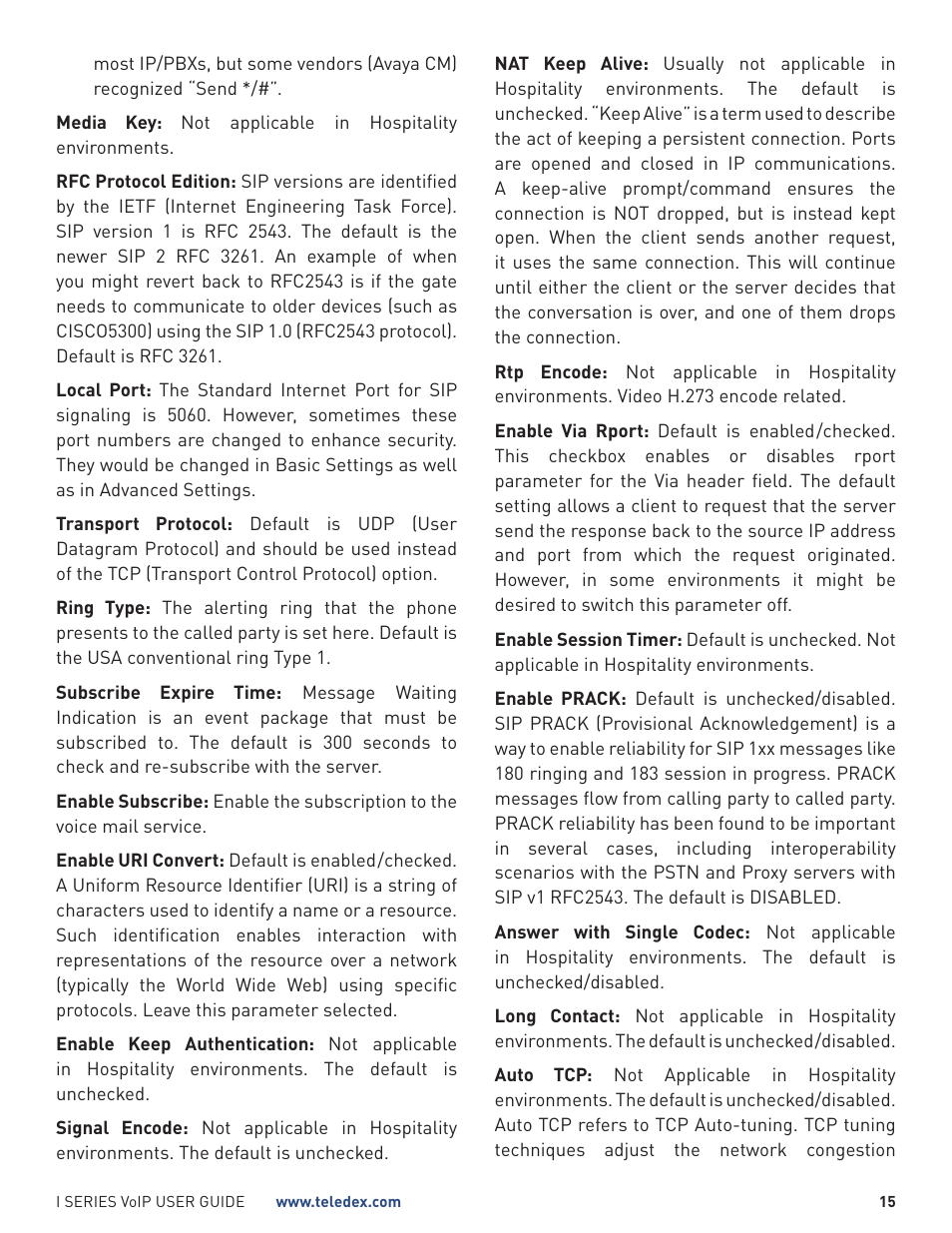 Teledex I Series User Manual | Page 15 / 30