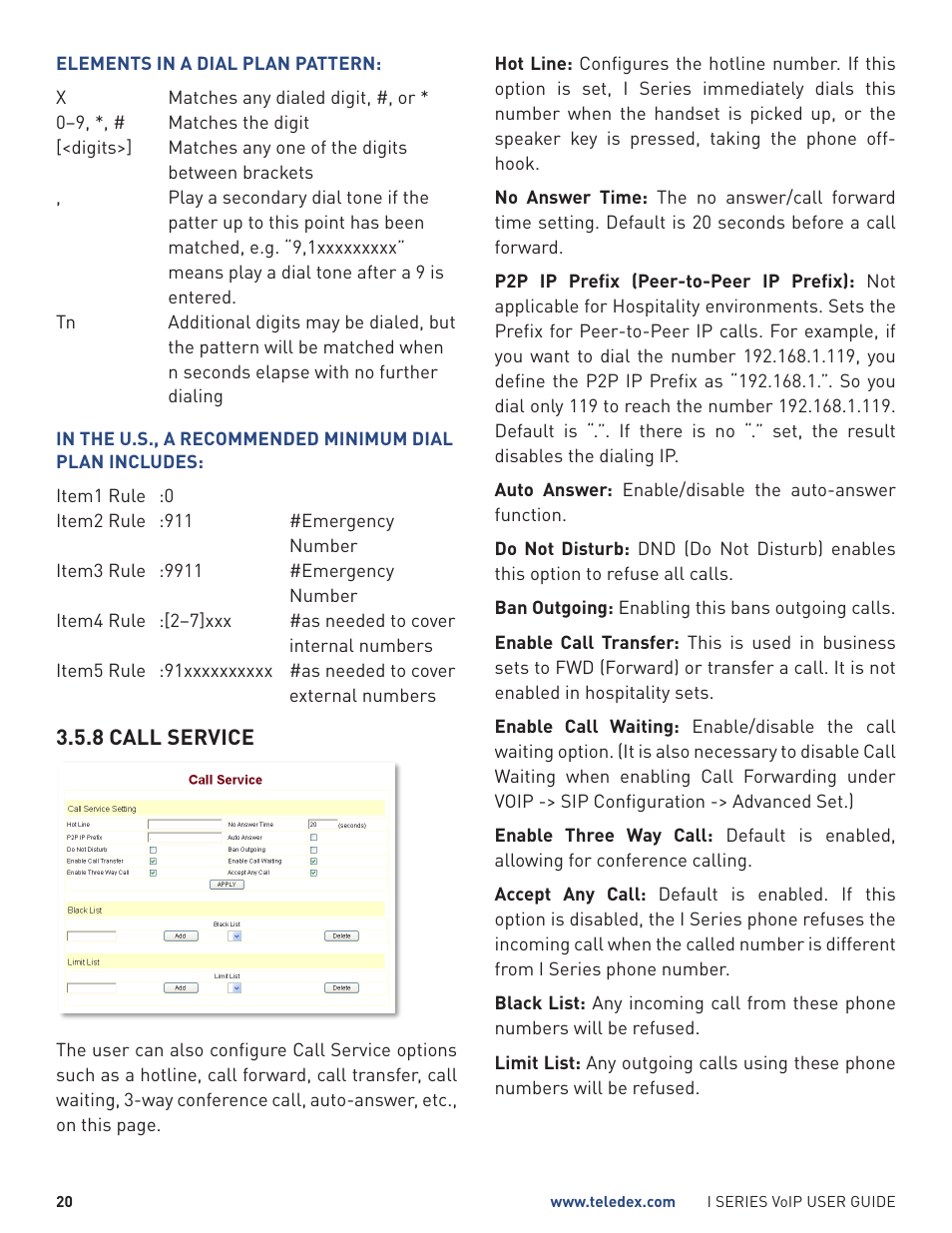 Teledex I Series User Manual | Page 20 / 30