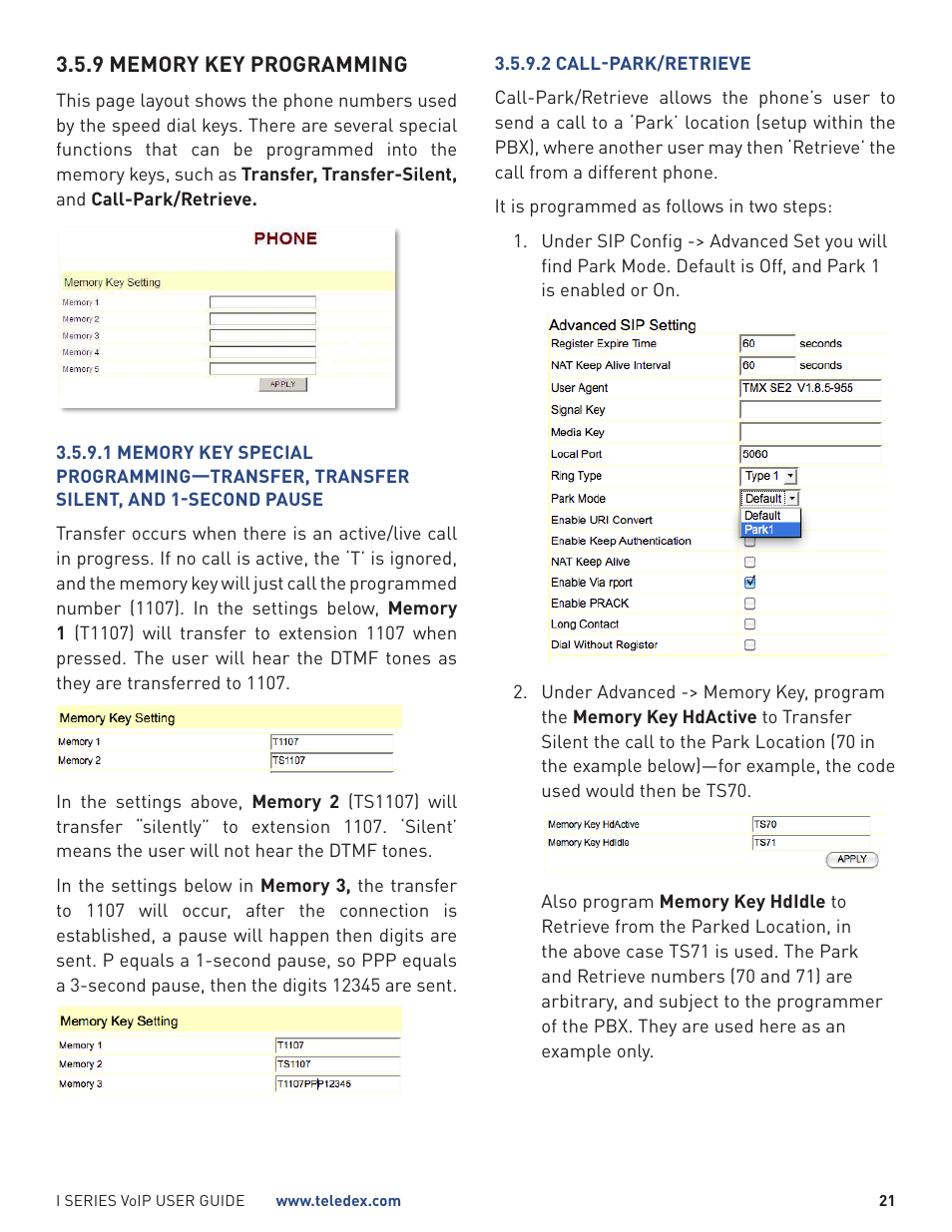 Teledex I Series User Manual | Page 21 / 30