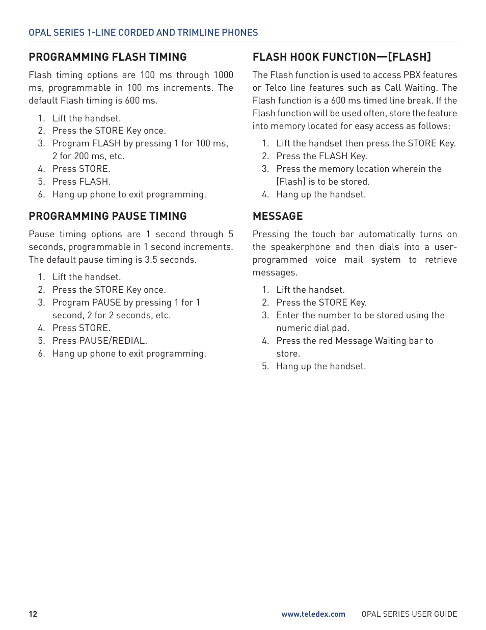 Teledex Opal Series User Manual | Page 12 / 26