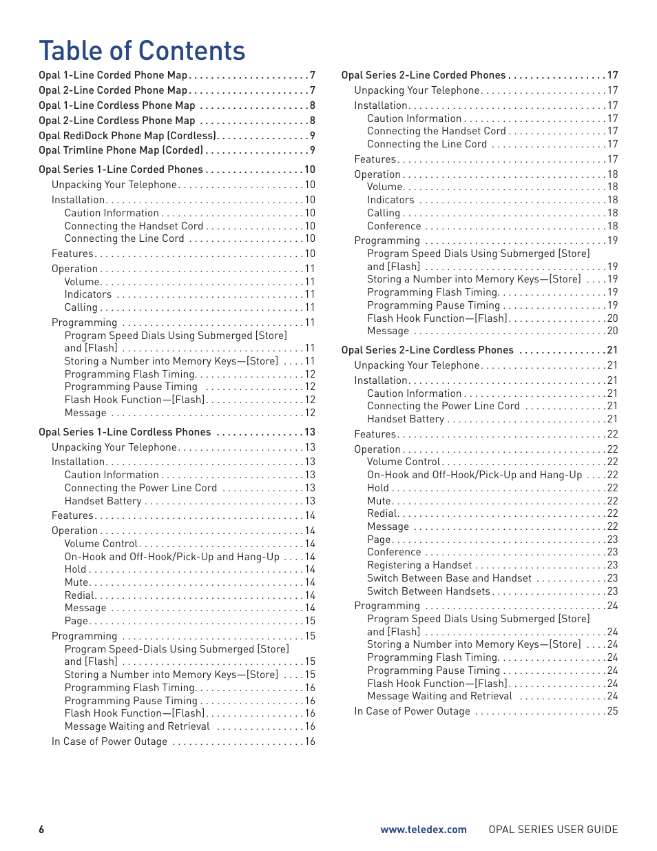 Teledex Opal Series User Manual | Page 6 / 26