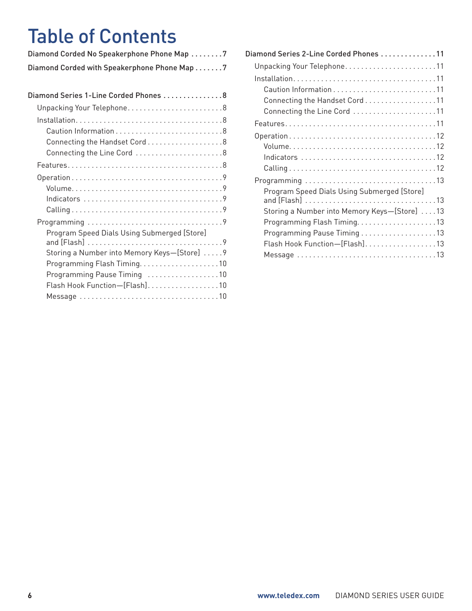 Teledex Diamond Series User Manual | Page 6 / 14