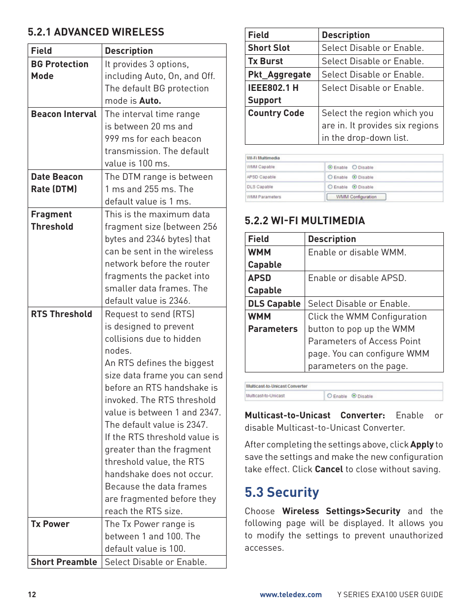 3 security | Teledex Y Series User Manual | Page 12 / 28
