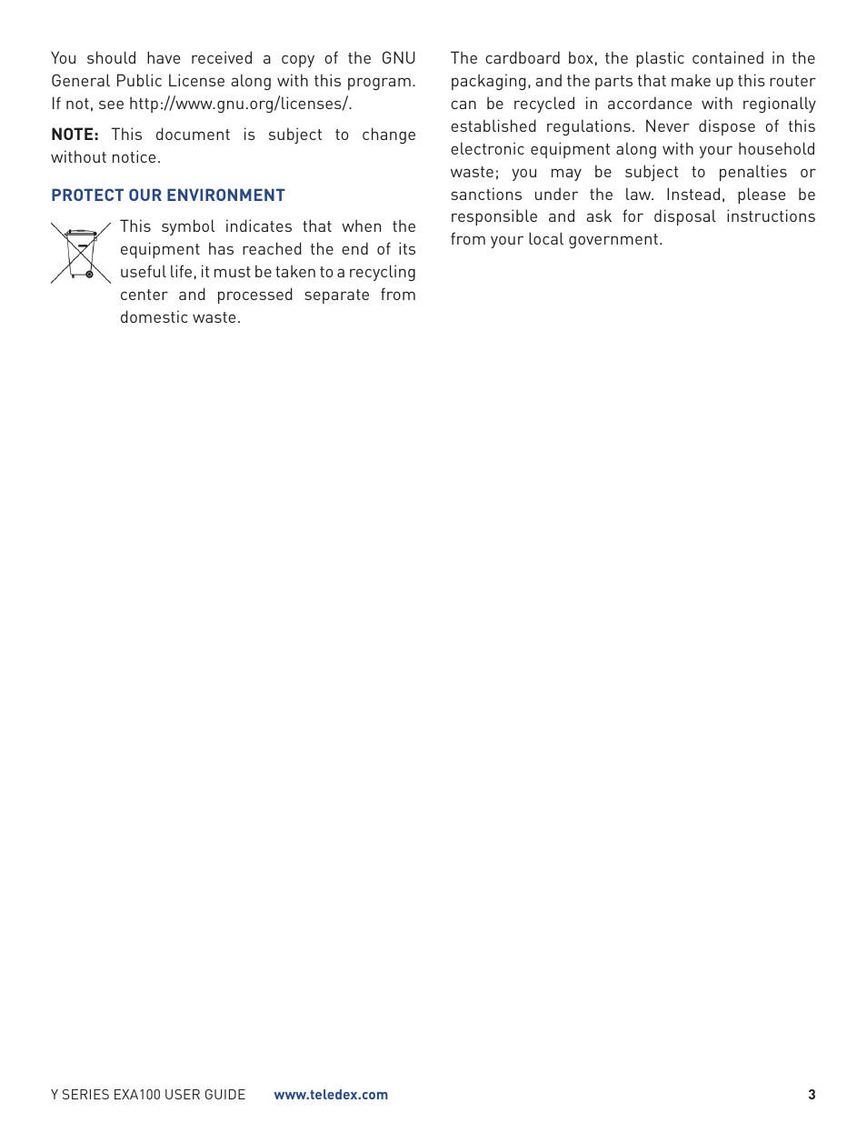 Teledex Y Series User Manual | Page 3 / 28