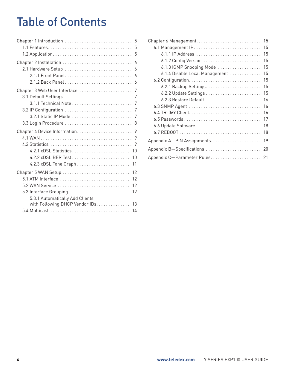 Teledex Y Series User Manual | Page 4 / 22