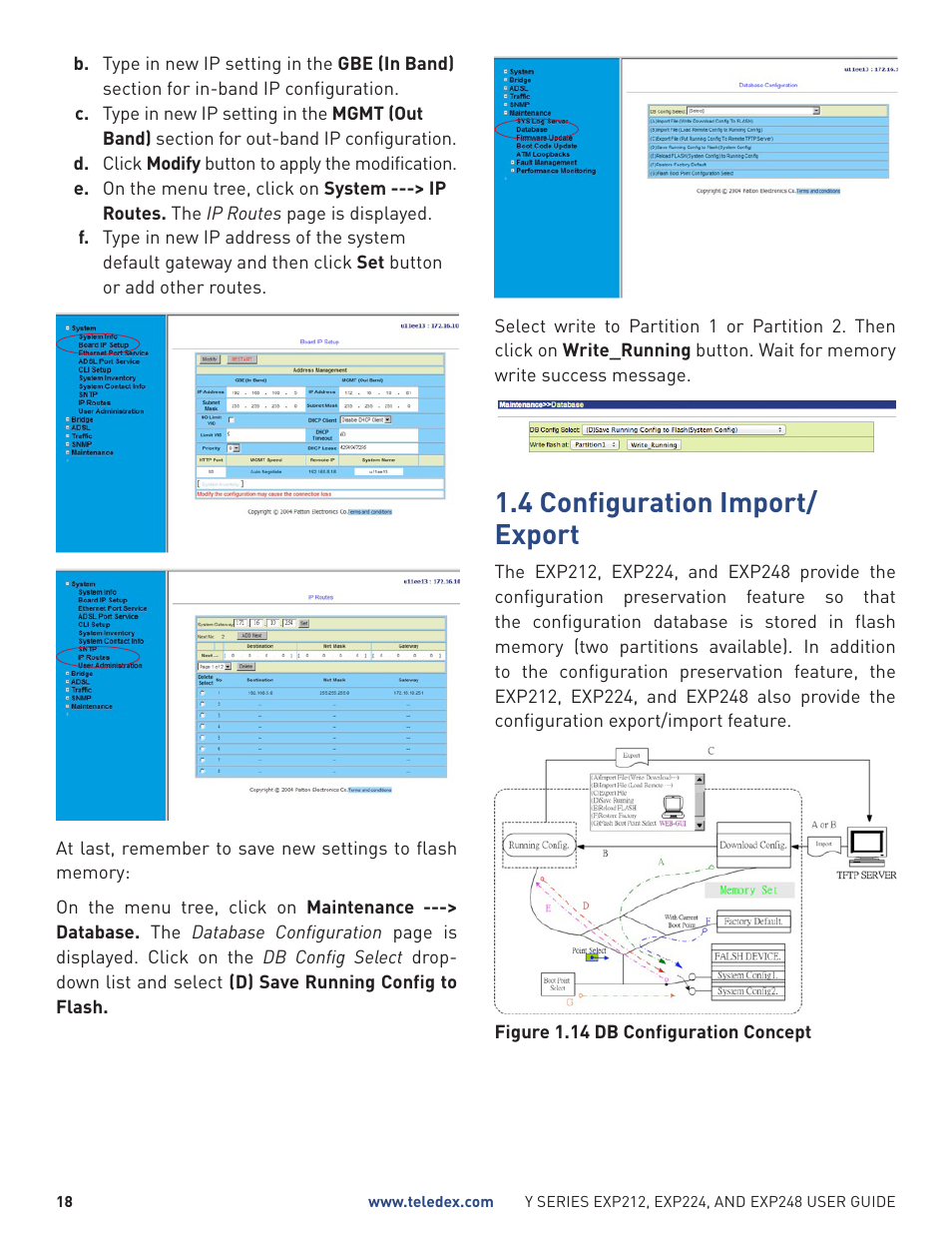 4 configuration import/ export | Teledex Y Series User Manual | Page 18 / 32