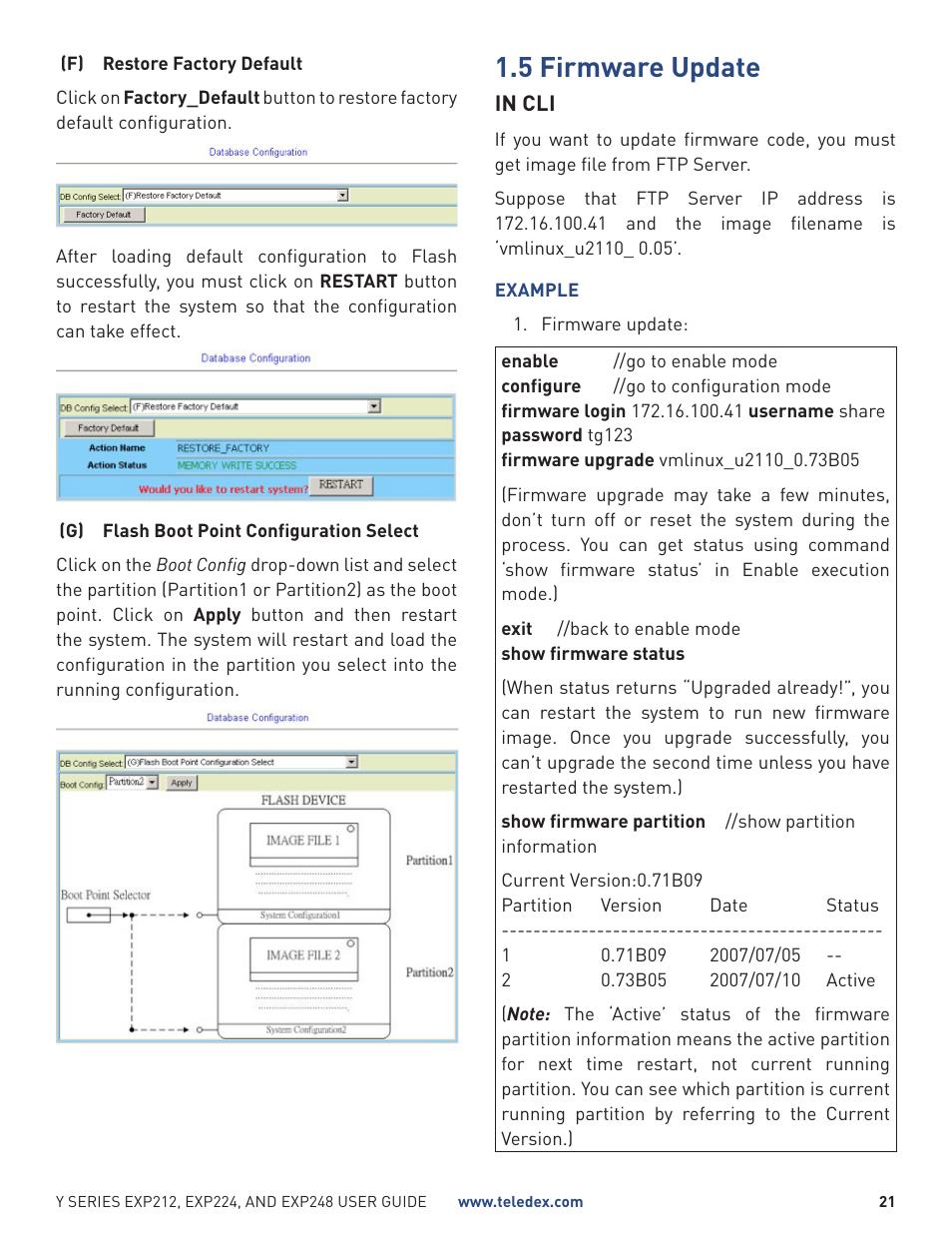5 firmware update | Teledex Y Series User Manual | Page 21 / 32
