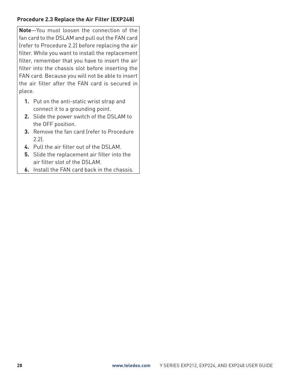 Teledex Y Series User Manual | Page 28 / 32