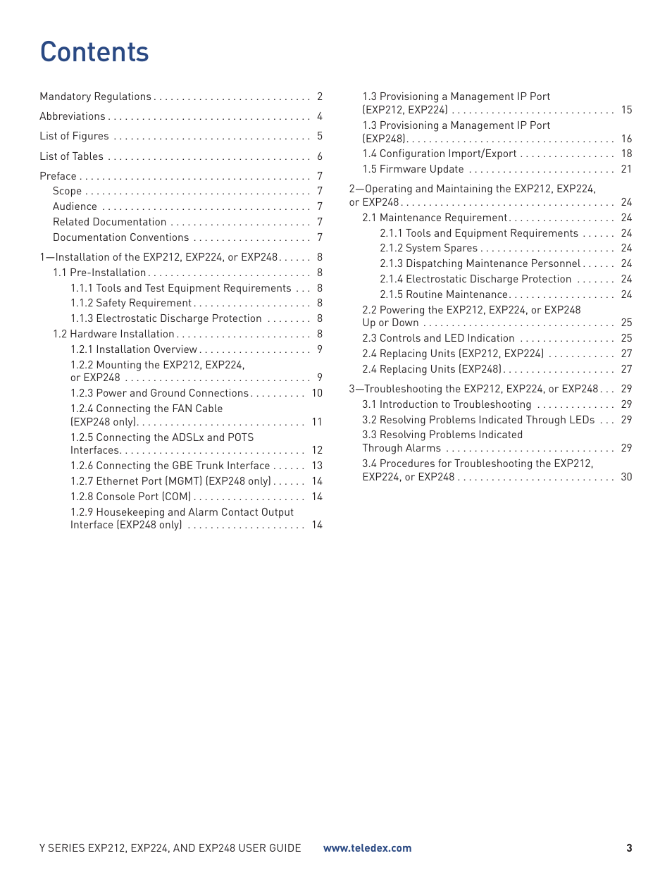 Teledex Y Series User Manual | Page 3 / 32