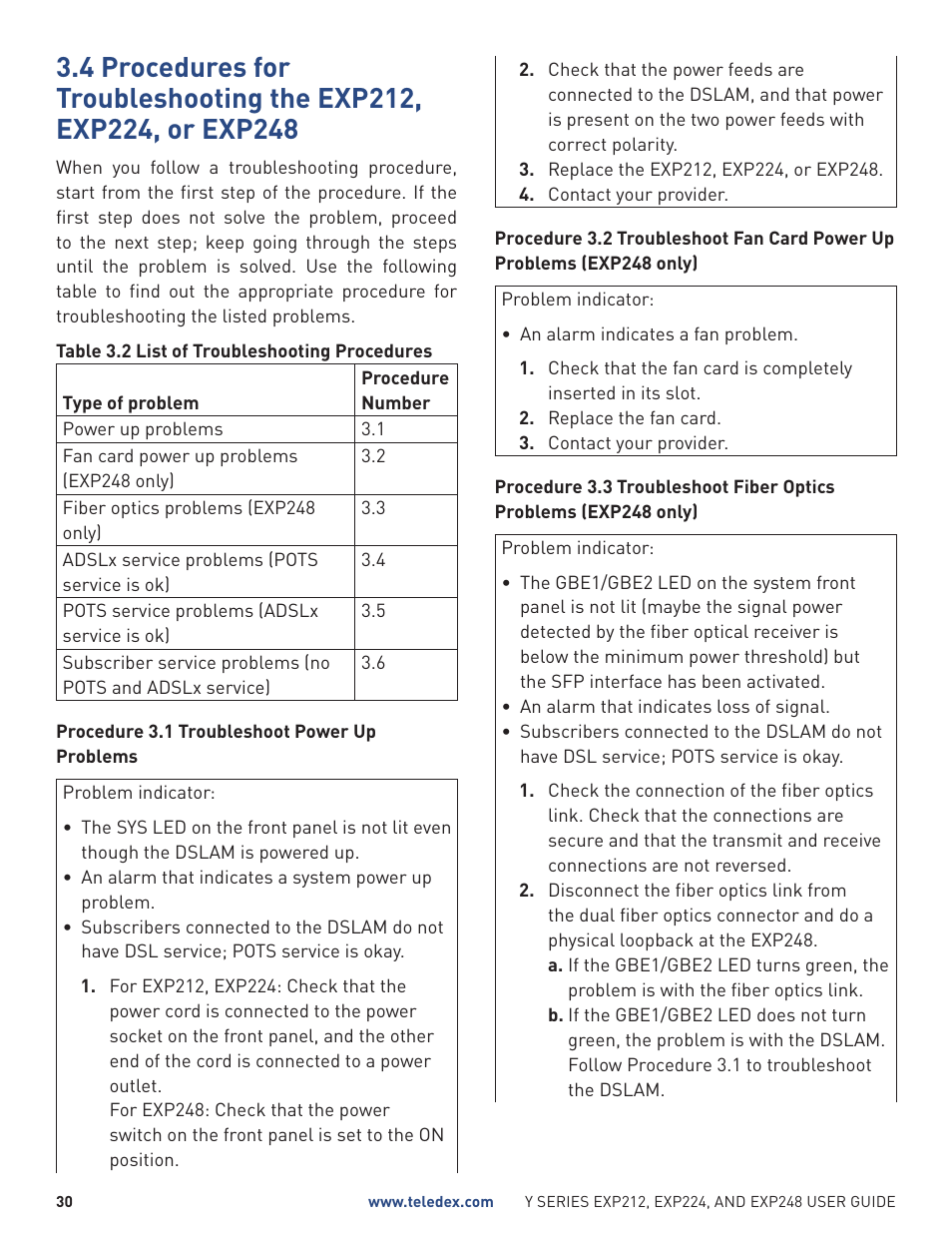 Teledex Y Series User Manual | Page 30 / 32