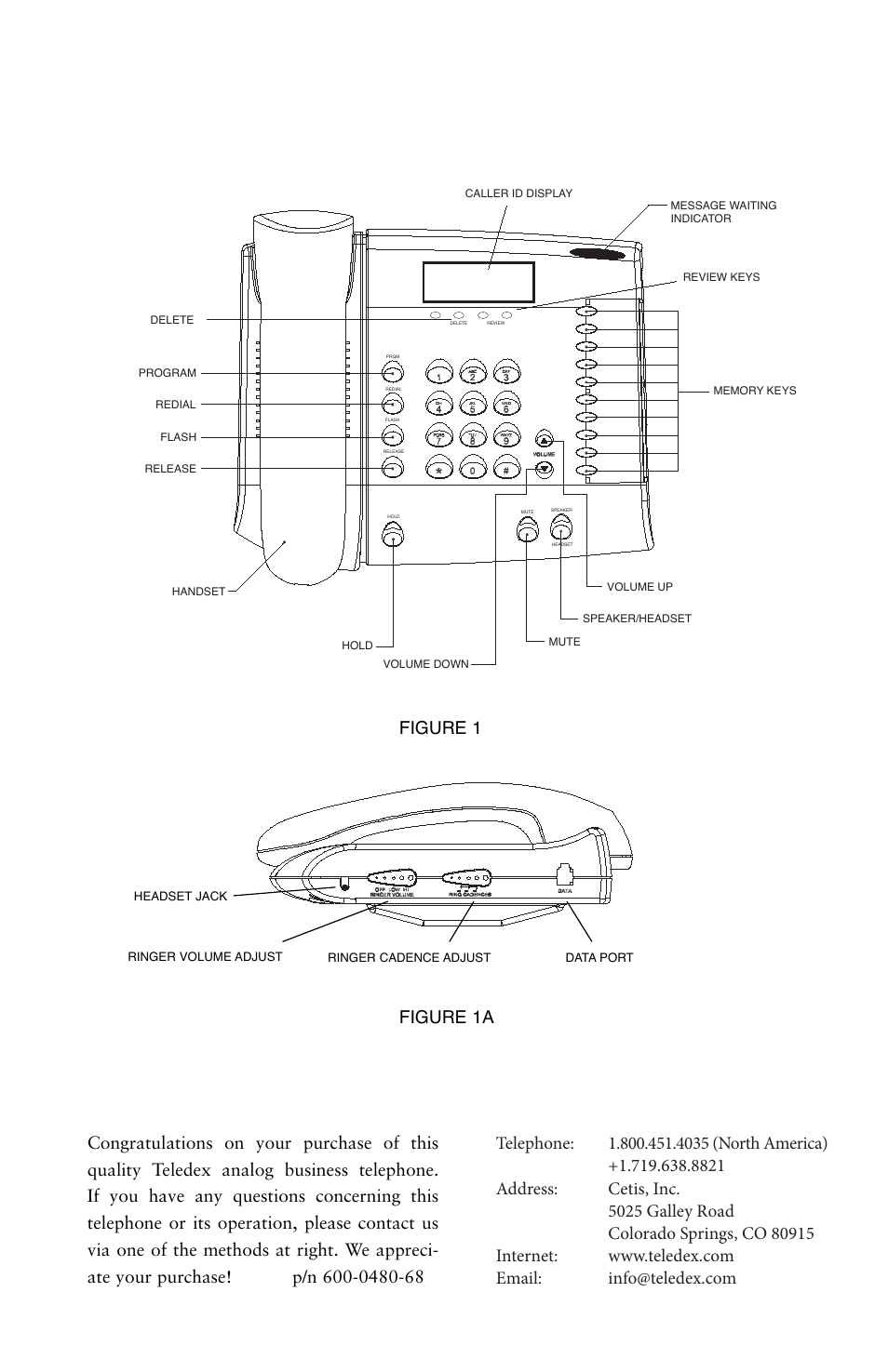 B120d telephone diagram, Contacting teledex, Figure 1 figure 1a | Teledex B-Series User Manual | Page 14 / 84