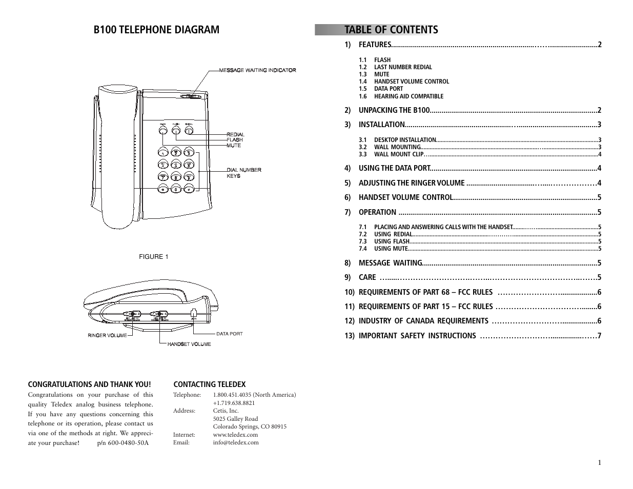 Teledex B-Series User Manual | Page 2 / 84