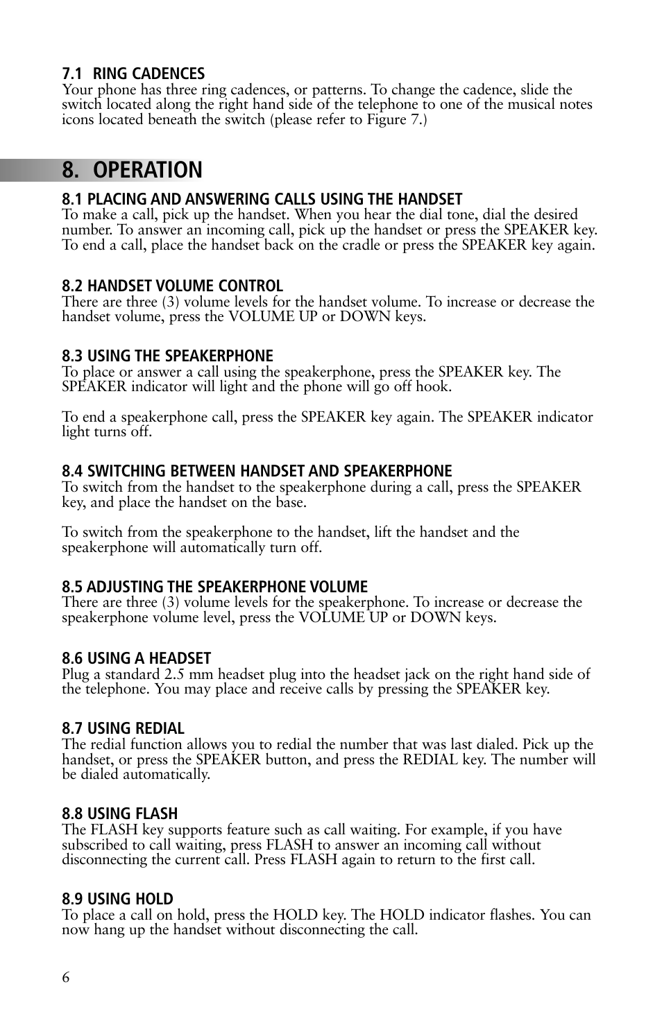 Operation | Teledex B-Series User Manual | Page 20 / 84