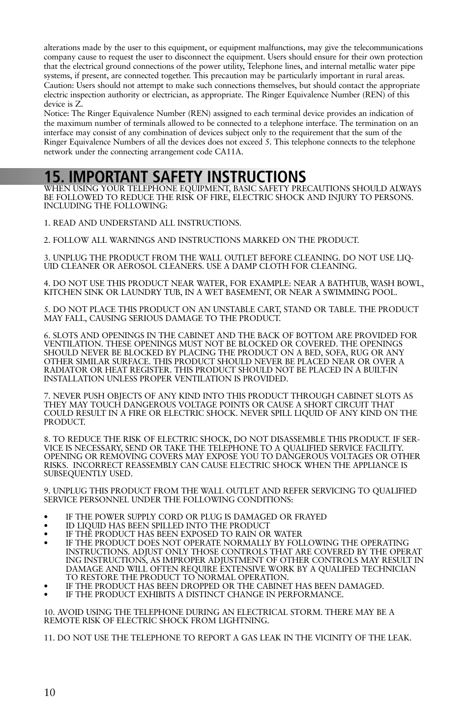 Important safety instructions | Teledex B-Series User Manual | Page 24 / 84