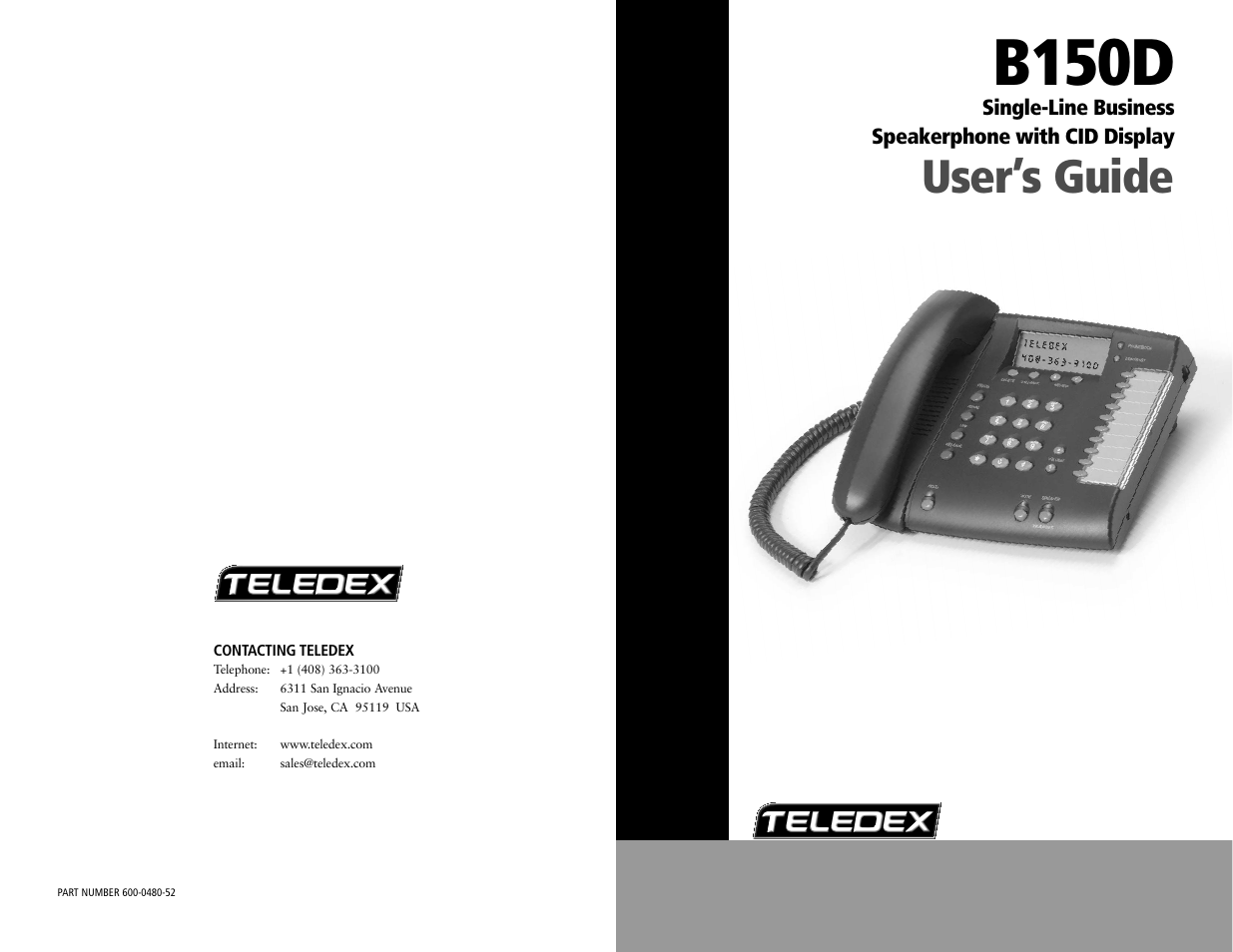 B150d, User’s guide | Teledex B-Series User Manual | Page 25 / 84