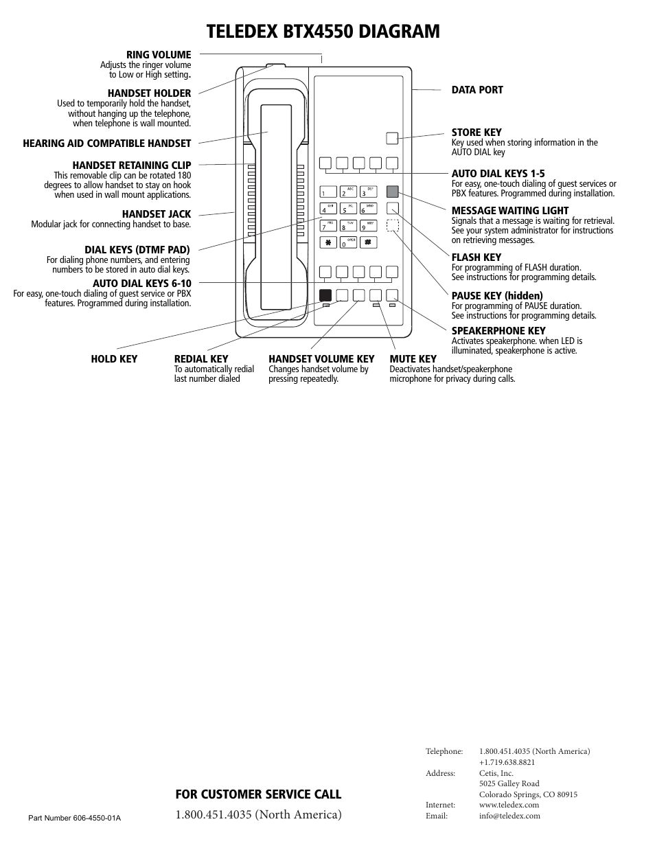 Teledex btx4550 diagram, For customer service call, 4035 (north america) | Teledex BTX Series User Manual | Page 13 / 19