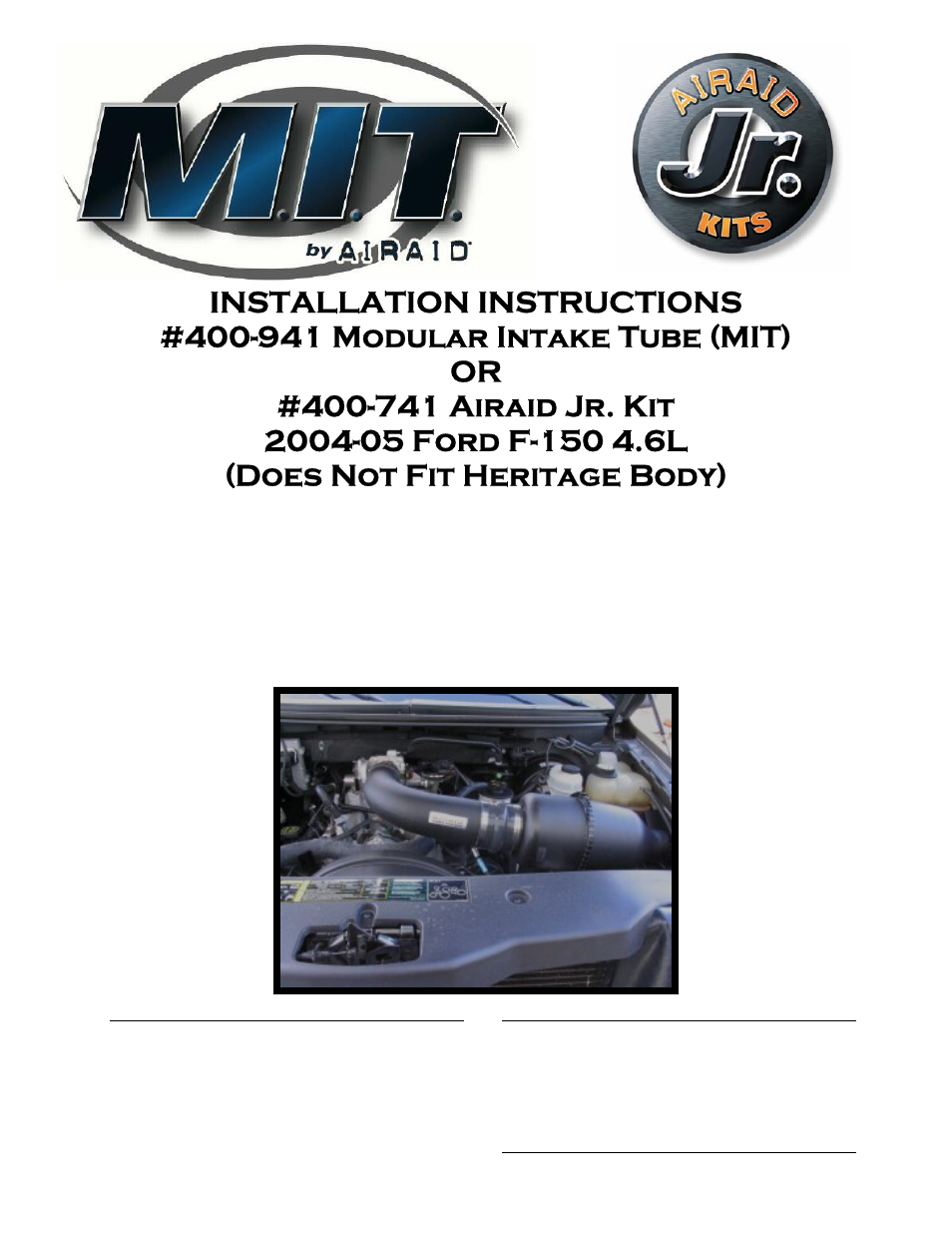 Airaid 400-941 User Manual | 4 pages