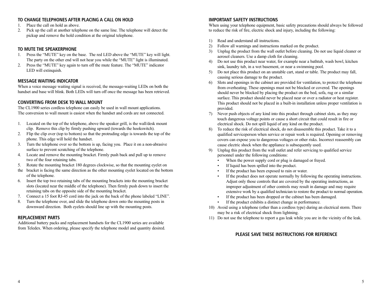 Teledex CL Series User Manual | Page 14 / 26