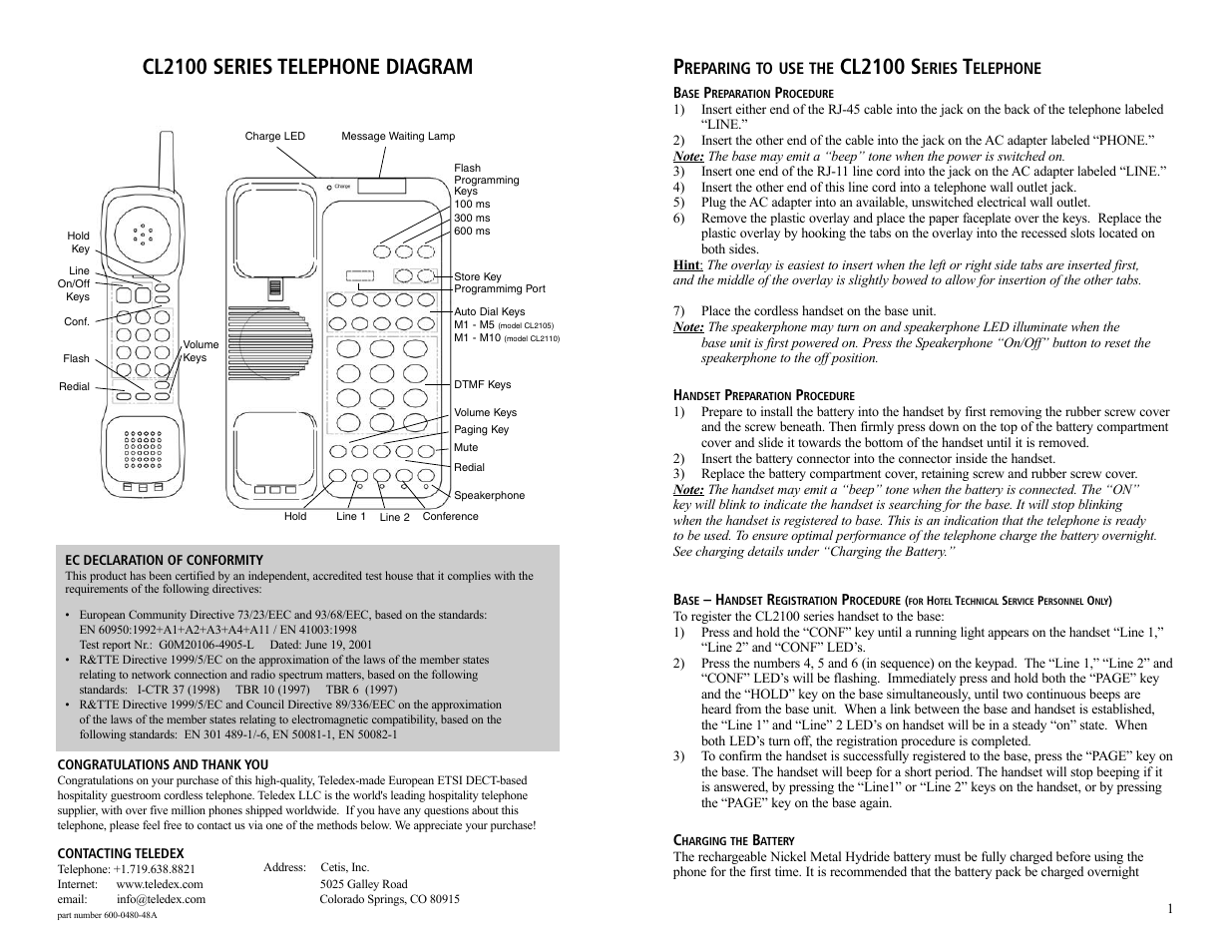 Cl2100 s, Cl2100 series telephone diagram | Teledex CL Series User Manual | Page 16 / 26