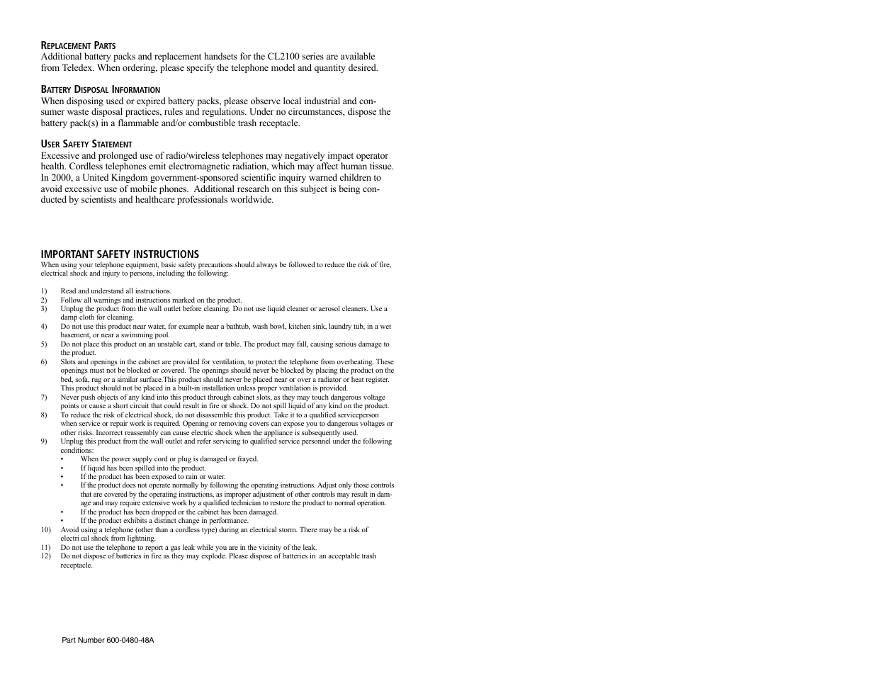 Teledex CL Series User Manual | Page 19 / 26