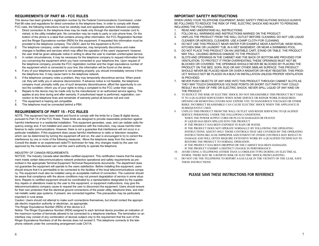 Please save these instructions for reference | Teledex CL Series User Manual | Page 26 / 26