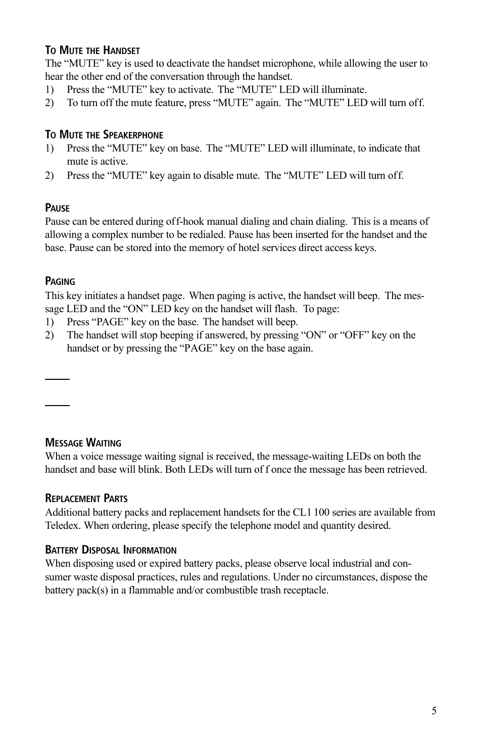 Teledex CL Series User Manual | Page 7 / 26