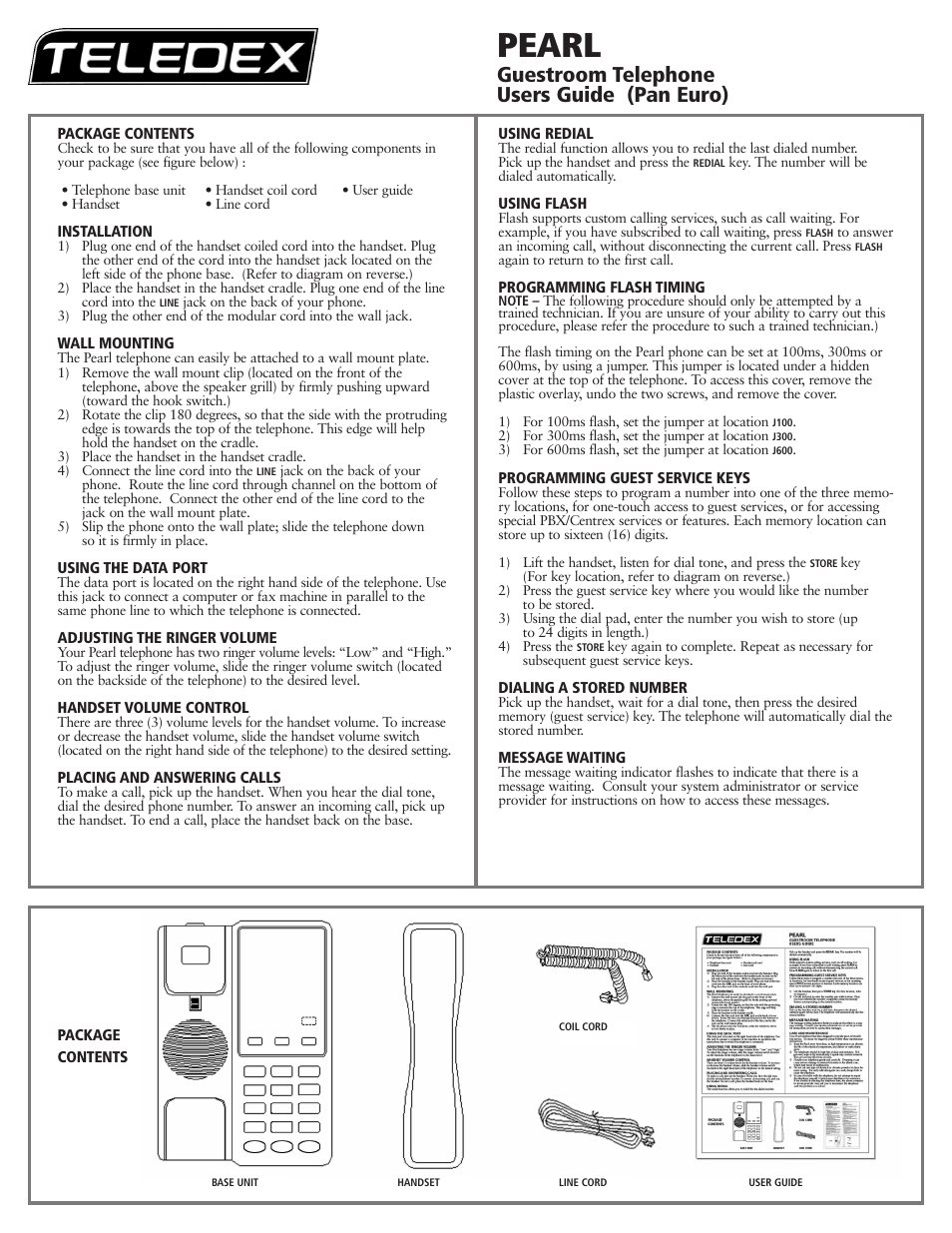 Teledex Pearl User Manual | 8 pages