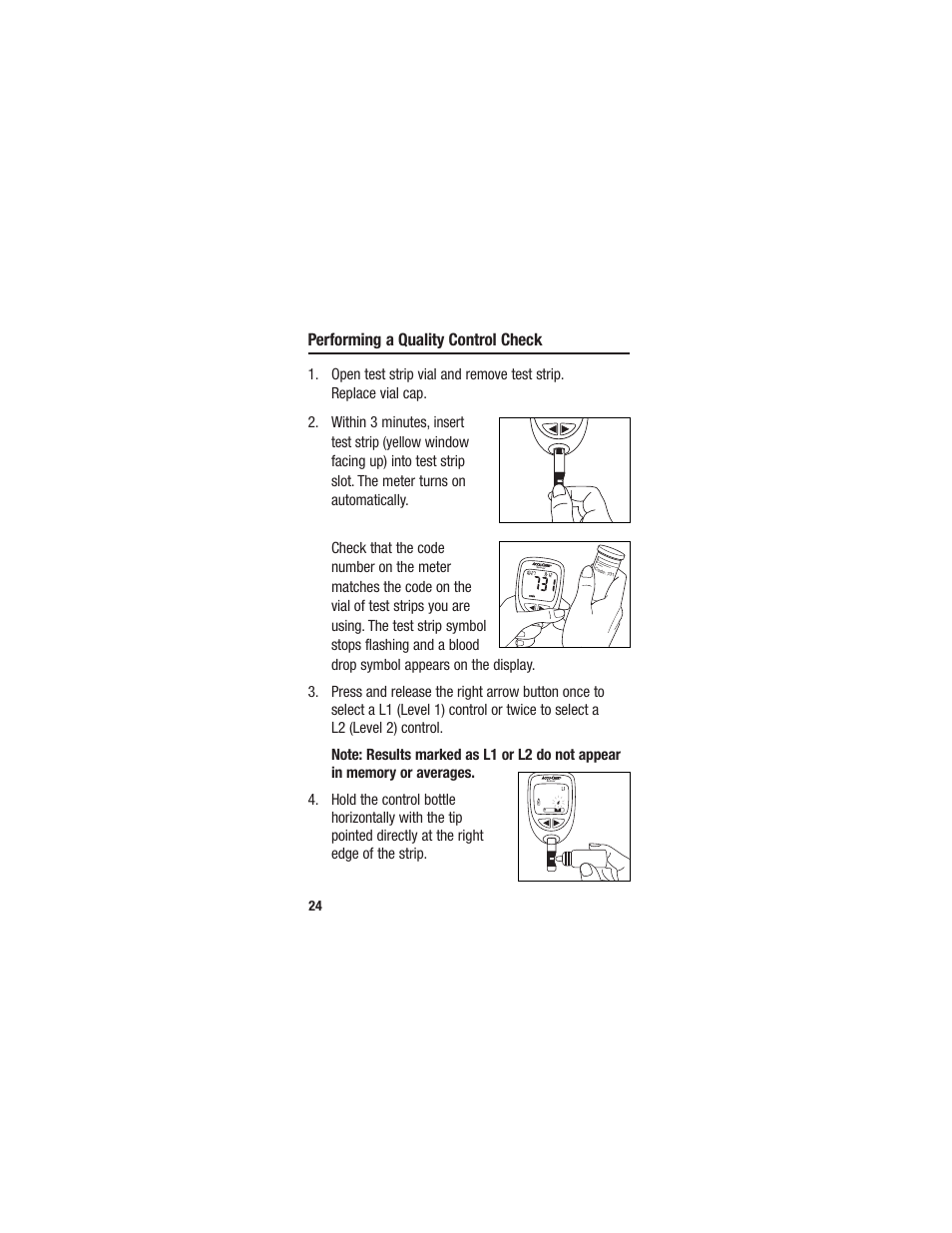 Performing a quality control check | Accu-Chek Sensor User Manual | Page 34 / 63