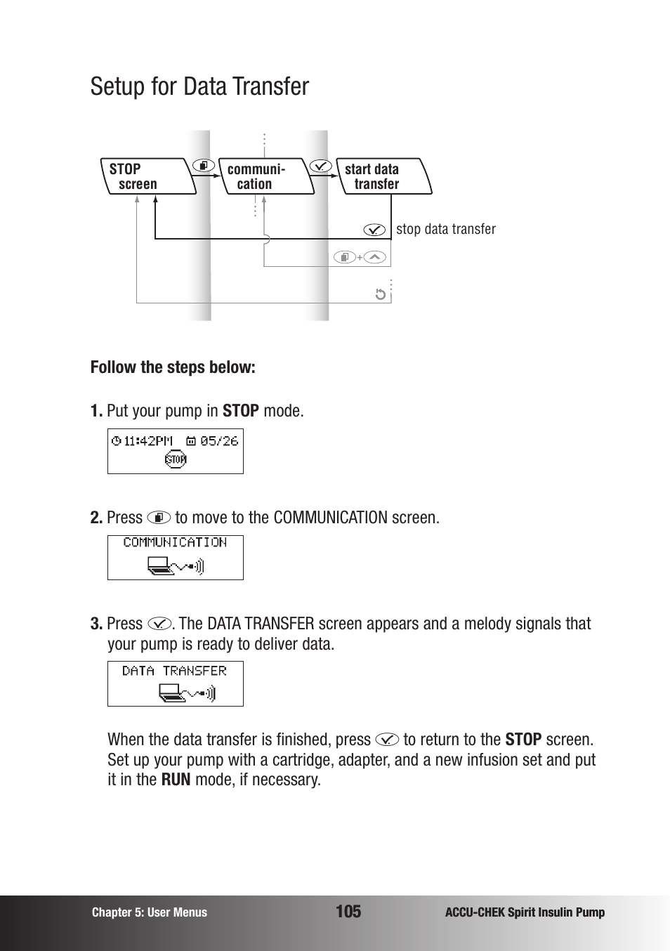 Setup for data transfer | Accu-Chek insulin pump User Manual | Page 106 / 200