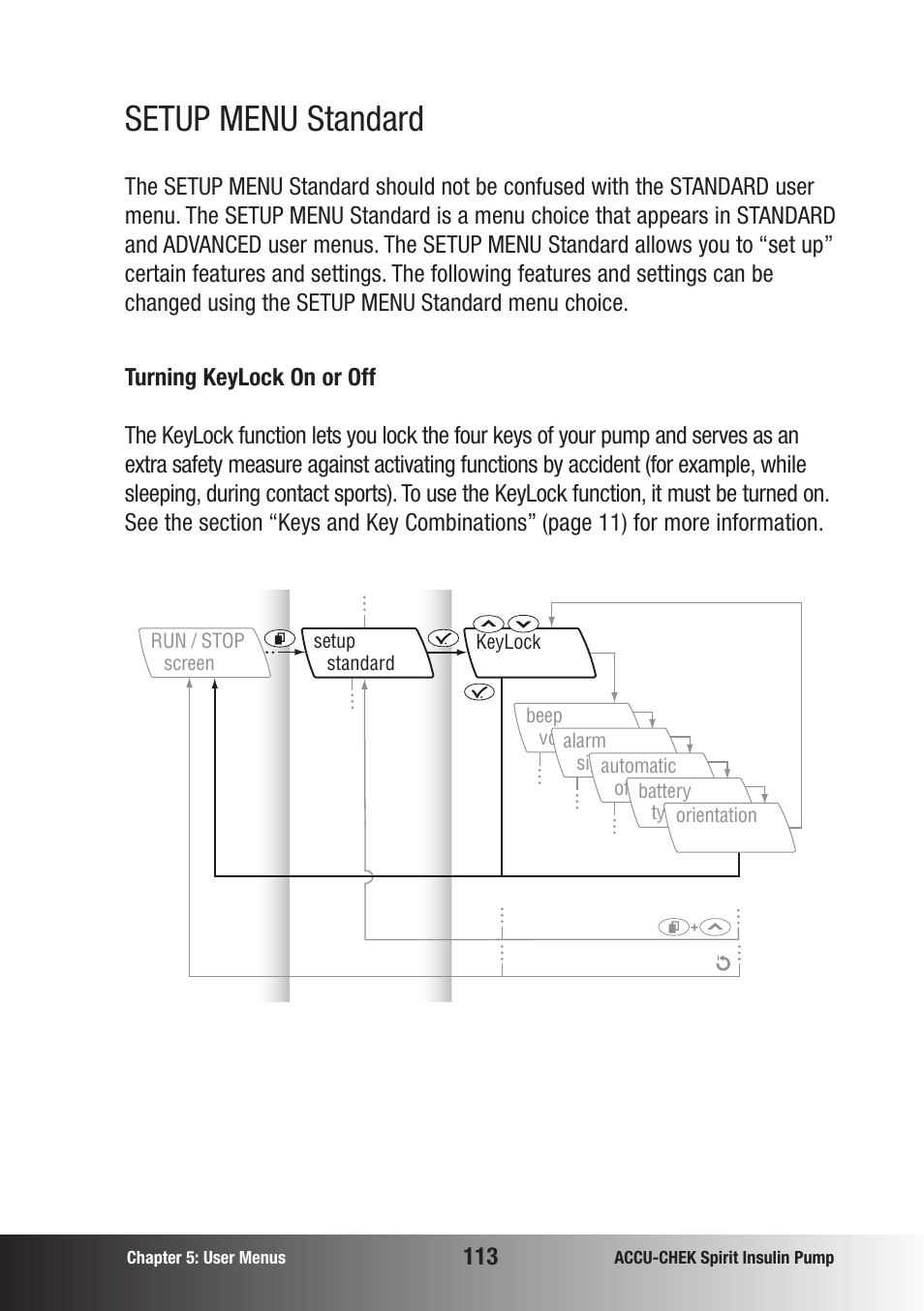 Setup menu standard | Accu-Chek insulin pump User Manual | Page 114 / 200