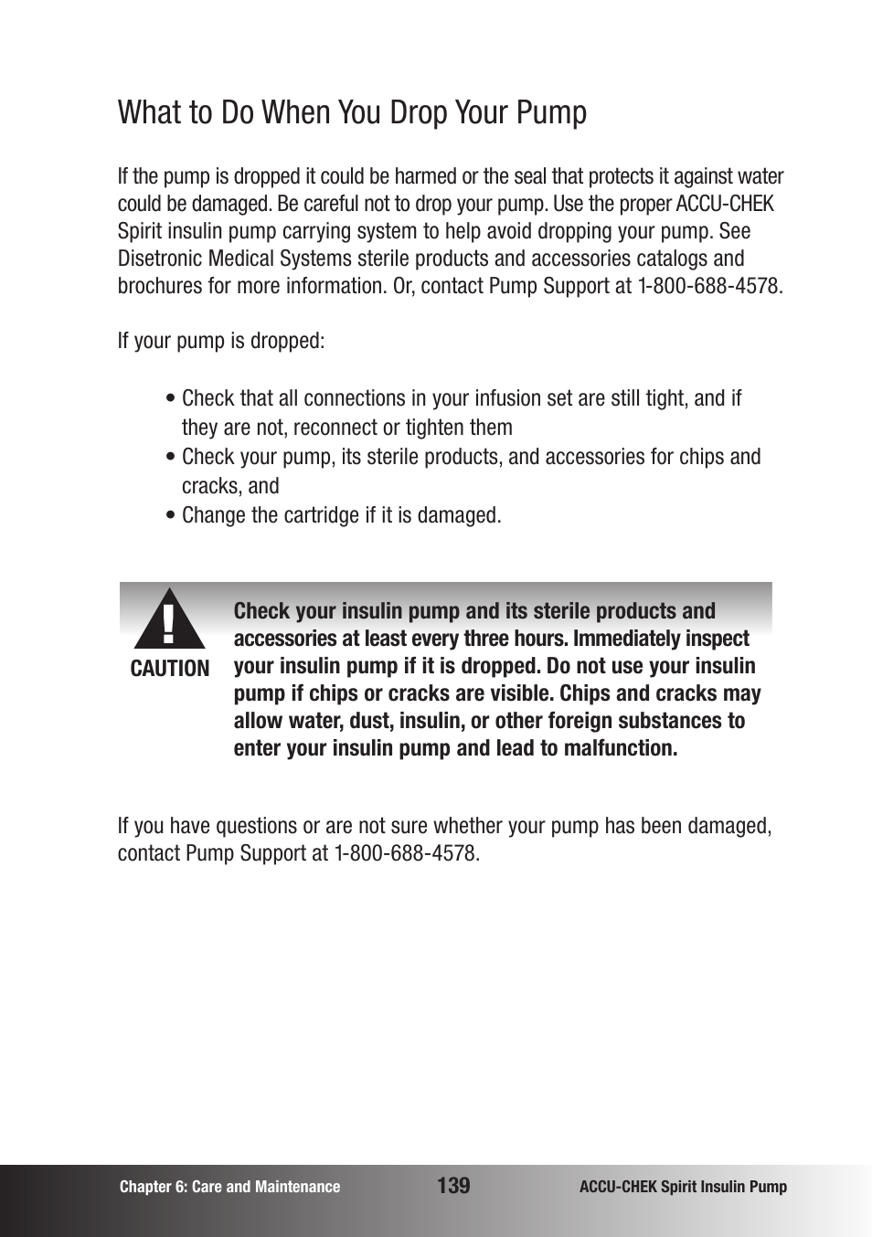 What to do when you drop your pump | Accu-Chek insulin pump User Manual | Page 140 / 200