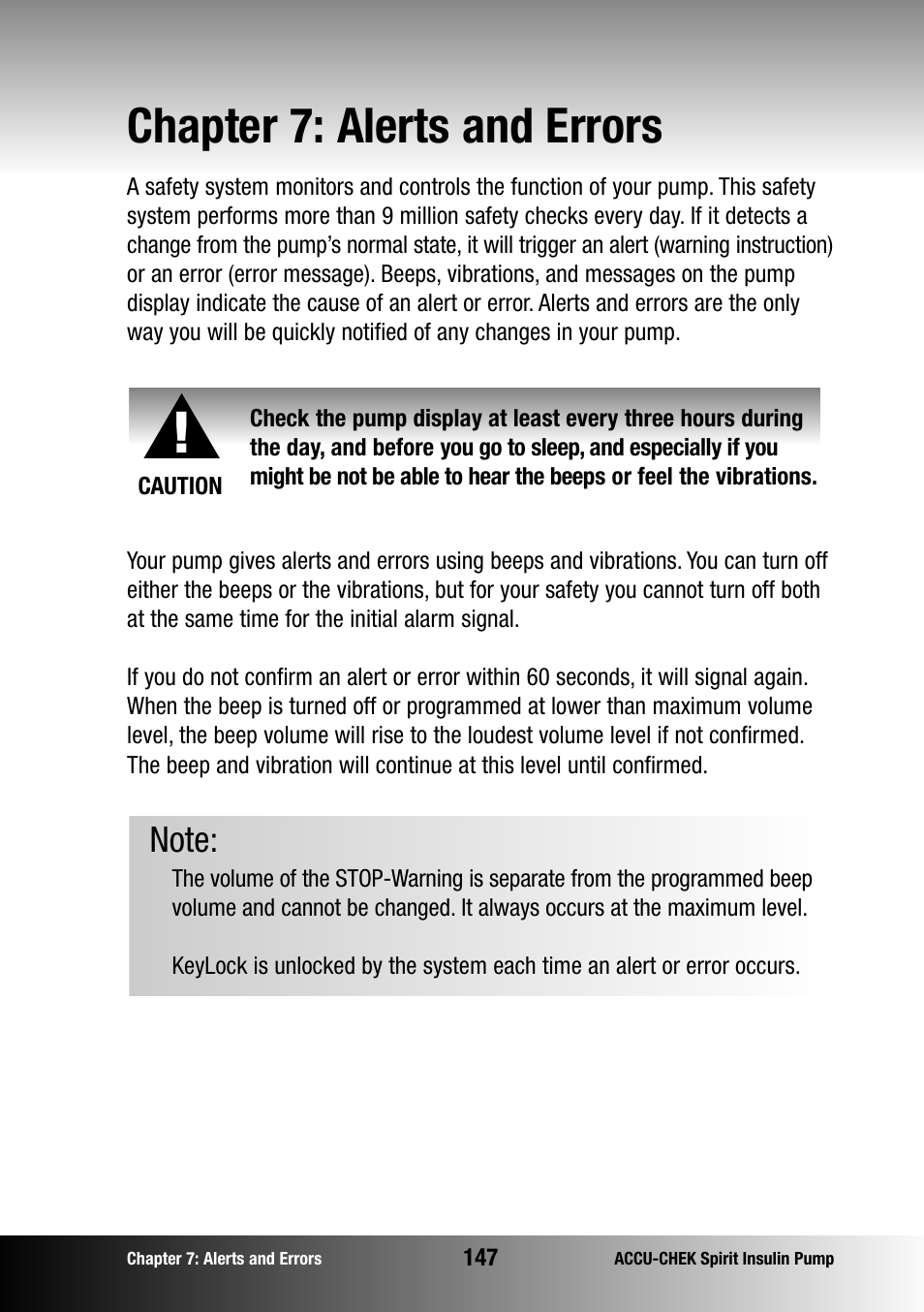 Chapter 7: alerts and errors | Accu-Chek insulin pump User Manual | Page 148 / 200