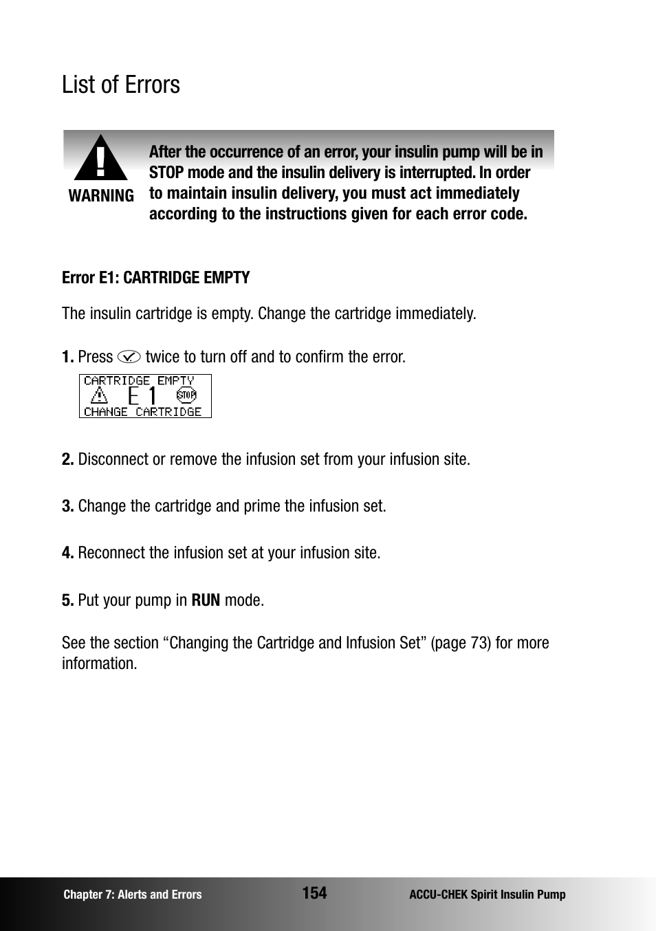 List of errors | Accu-Chek insulin pump User Manual | Page 155 / 200