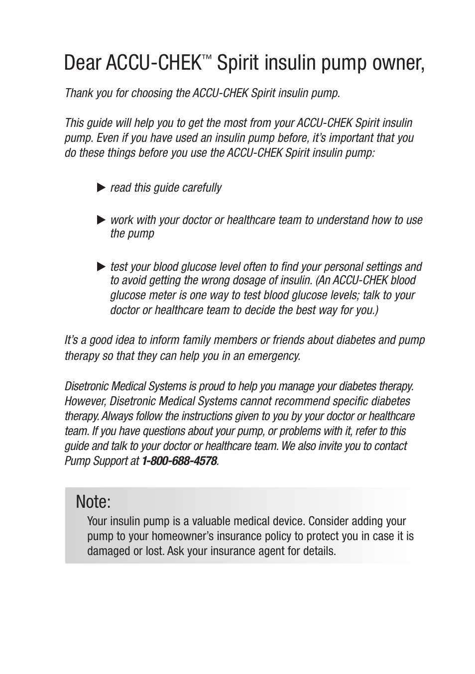 Dear accu-chek, Spirit insulin pump owner | Accu-Chek insulin pump User Manual | Page 2 / 200
