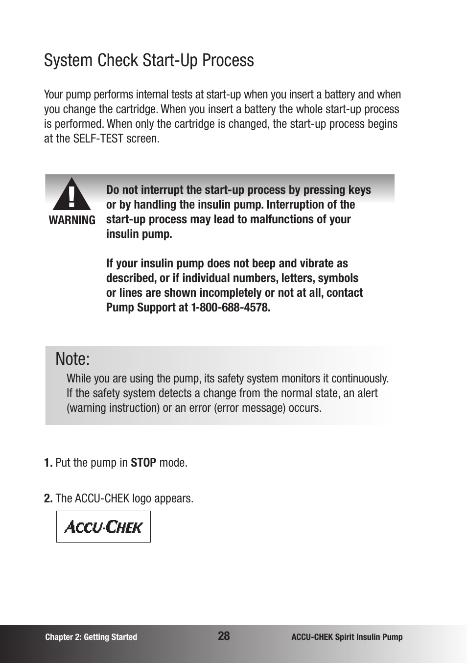 System check start-up process | Accu-Chek insulin pump User Manual | Page 29 / 200