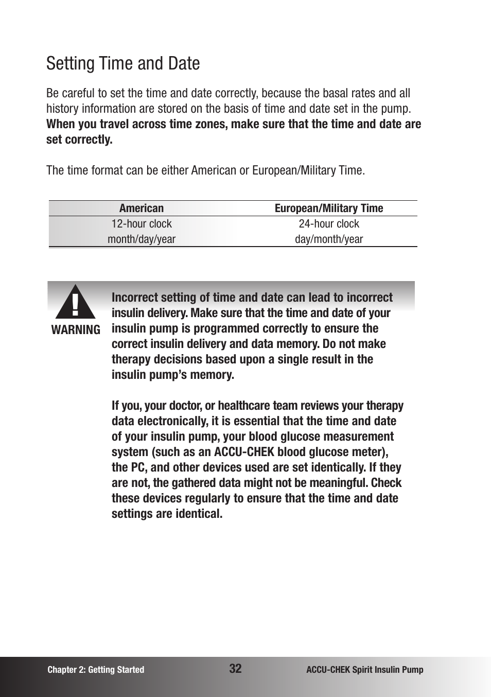 Setting time and date | Accu-Chek insulin pump User Manual | Page 33 / 200