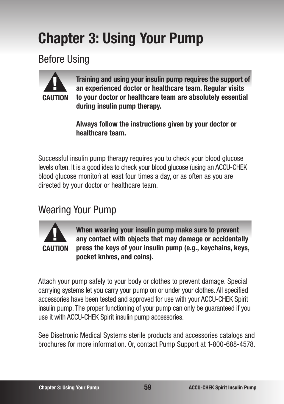 Chapter 3: using your pump | Accu-Chek insulin pump User Manual | Page 60 / 200