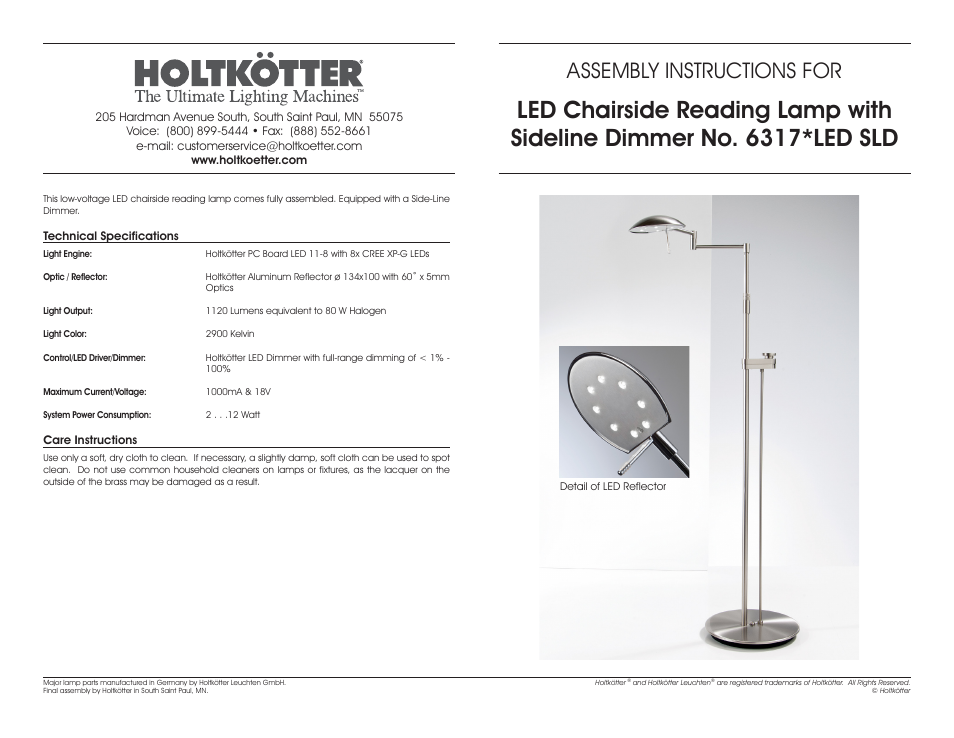 Holtkoetter 6317LEDSLD User Manual | 1 page