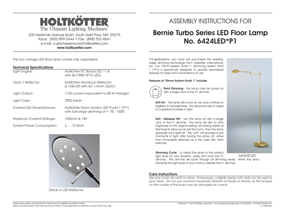 Holtkoetter 6424LEDP1 User Manual | 1 page