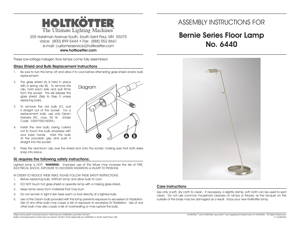 Holtkoetter 6440 User Manual | 2 pages